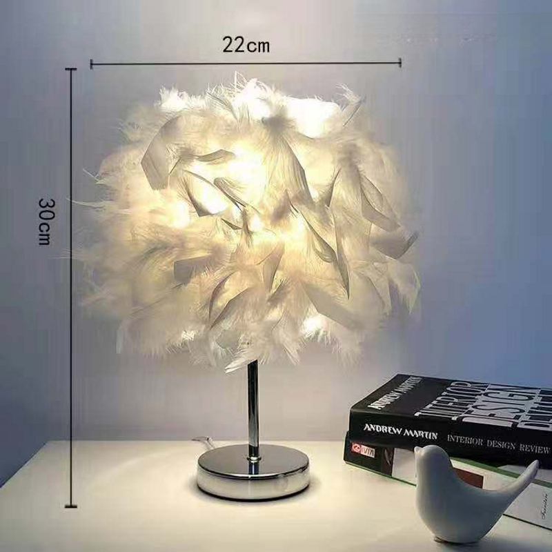 【 Over 2000 returning customers 】 Creative and simple European feather lamp, bedroom bedside princess wedding room warm_voghion.com