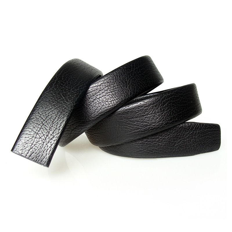 Men's Belts Buckleless Belt 3.6CM Men's Automatic Buckle Belt Two Layer Cowhide Transfer Film Leather Litchi Pattern Hemming Belt Strip_voghion.com
