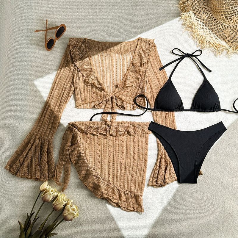Women's Clothing New Sexy Lace Mesh Four Piece Swimsuit Bikini_voghion.com