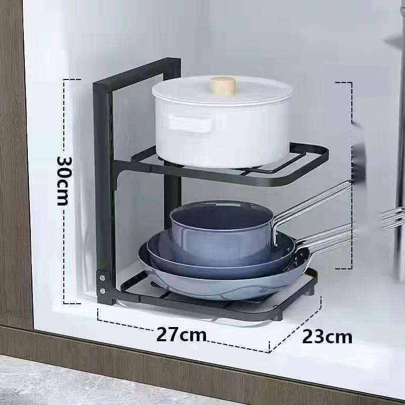 Pot Rack For Storing Cookware, Kitchen Stainless Steel Shelf, Under-Sink Multi-Layer Household Cabinet Divider_voghion.com