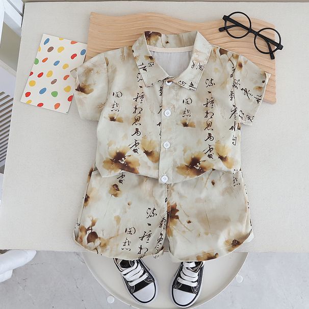 Pojkar 2024 Nya och moderna babysommarkläder i kinesisk stil med korta ärmar för barn_voghion.com