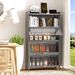 5-Tier Flip-Door Storage Cabinet – Heavy-Duty Metal Pantry Organizer With Frosted PC Doors & Hooks, Space-Saving For Kitchen, Bathroom, Grey_voghion.com