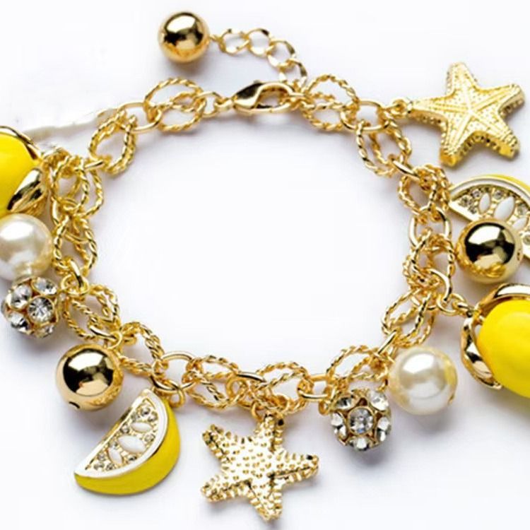 Hot Selling Luxury Starfish Lemon Yellow Fruit Beach Bracelet For Women Jewelry_voghion.com