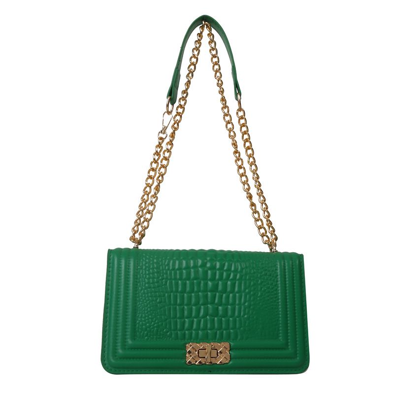 Fivela de trava popular com padrão de crocodilo de alta qualidade, pequena e quadrada para mulheres, inverno 2023, nova corrente, bolsa transversal de ombro único_voghion.com