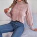 2025 Autumn Winter Casual High Neck Cable Knit Long Sleeve Pullover Sweater Women's Fashion_voghion.com