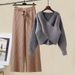 Women's Clothing Outfit With High Gentle Sweater Knitted Wide Leg Pants Suit Goddess Two Piece Suit_voghion.com