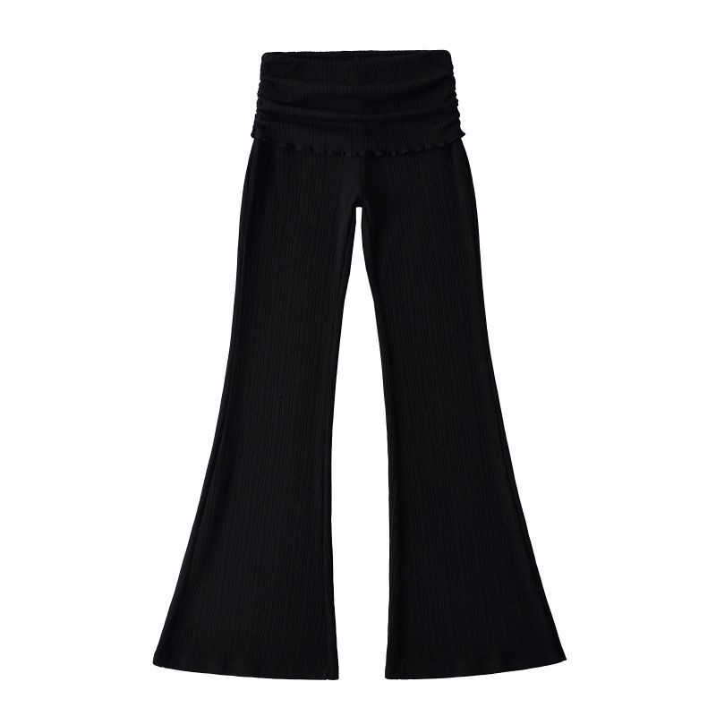 Women's Clothing Hot Girl Style Low Waist Knitted Flared Pants Suit Casual Pants Elastic Tight Hip Trousers Mopping Pants_voghion.com