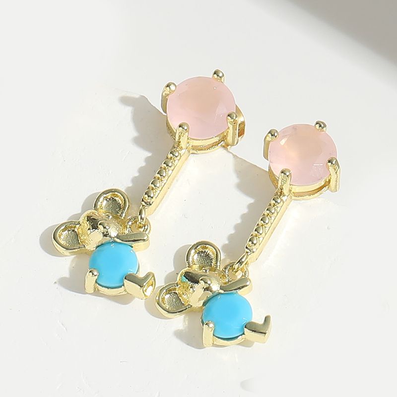 1 Pair Elegant Simple Style Commute Solid Color Plating Inlay Copper Zircon 14K Gold Plated Earrings_voghion.com