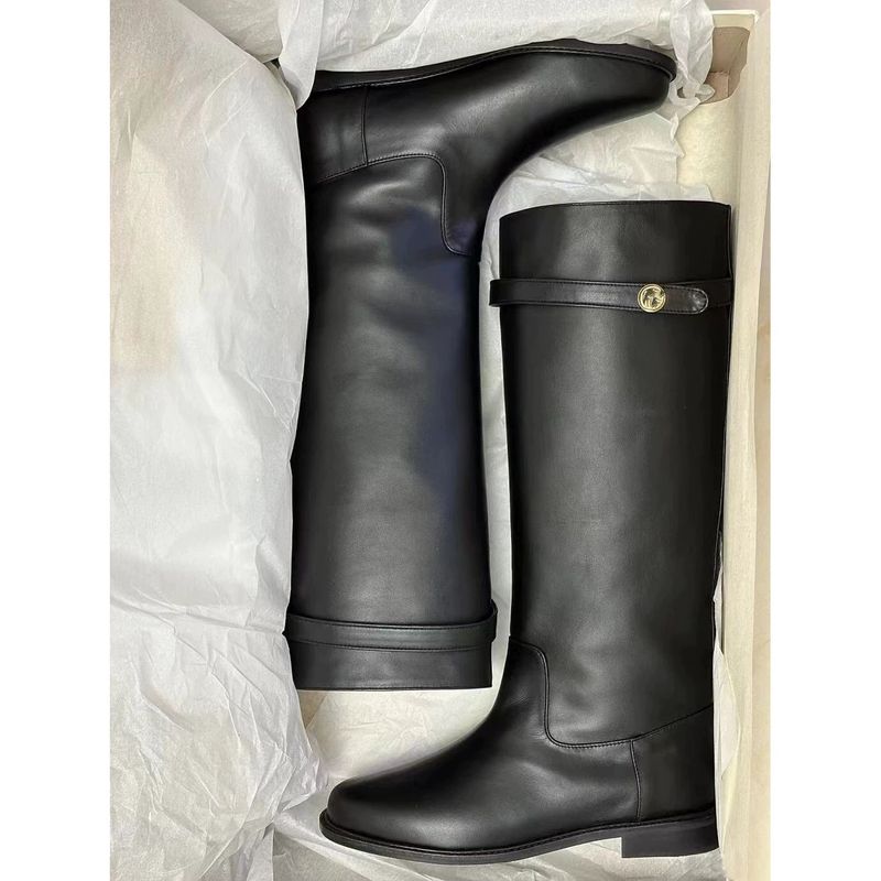 Grube, ręcznie robione buty damskie z krowiej skóry, płaskie, długie, kwadratowe, do jazdy konnej, miękkie, skórzane, w stylu koreańskim, na wysokim obcasie_voghion.com