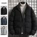 Men's Clothing Winter Padded Coat Warm Stand Collar Jacket, Loose Fit Casual Outerwear, Thickened Polyester Shell, Black/Grey/Navy Blue, Sizes M-5XL_voghion.com