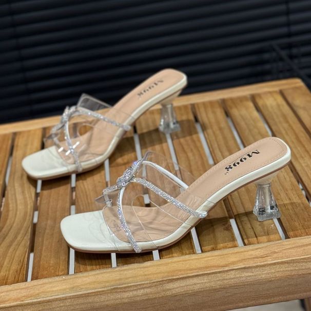 Fairy Feng Shui Diamond Transparent Belt With Exposed Toes 7cm High Slippers For Women's Summer 2025 New Style Crystal_voghion.com