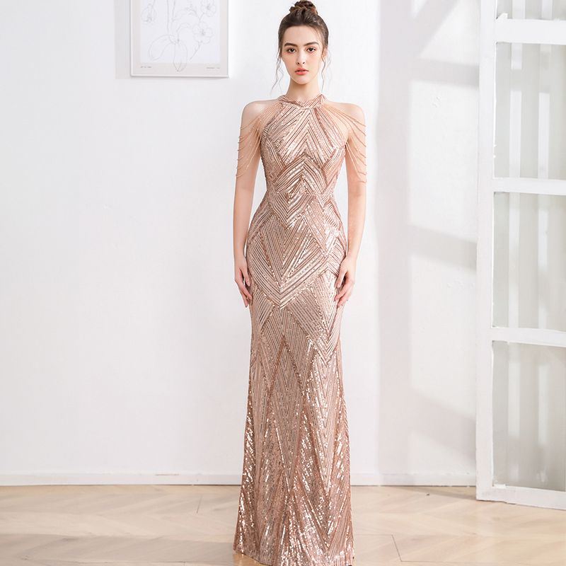 Abito da sera da donna elegante e leggero, stile dea di lusso, di alta qualità, da sera, da banchetto, lungo e sottile, a coda di pesce_voghion.com