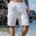Men's Cargo Shorts With Multiple Pockets & Drawstring - Breathable Linen Cotton Summer Shorts For Beach, Hiking & Casual Wear_voghion.com