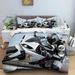Juego de funda de edredón de tres piezas con diseño de motocicleta en 3D, producción con impresión digital_voghion.com