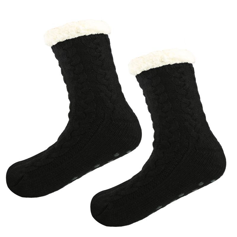 Women's socks warm Socks thickened plus velvet dotted anti-slip socks sleep socks carpet floor socks_voghion.com