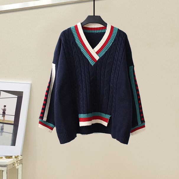 Dammekleeder Grouss Gréisst Dammewinteranzich fir Fraen Nei faul Style locker Pullover Schlank a villfälteg Breetbeenhosen Zweedeel Kostüm_voghion.com