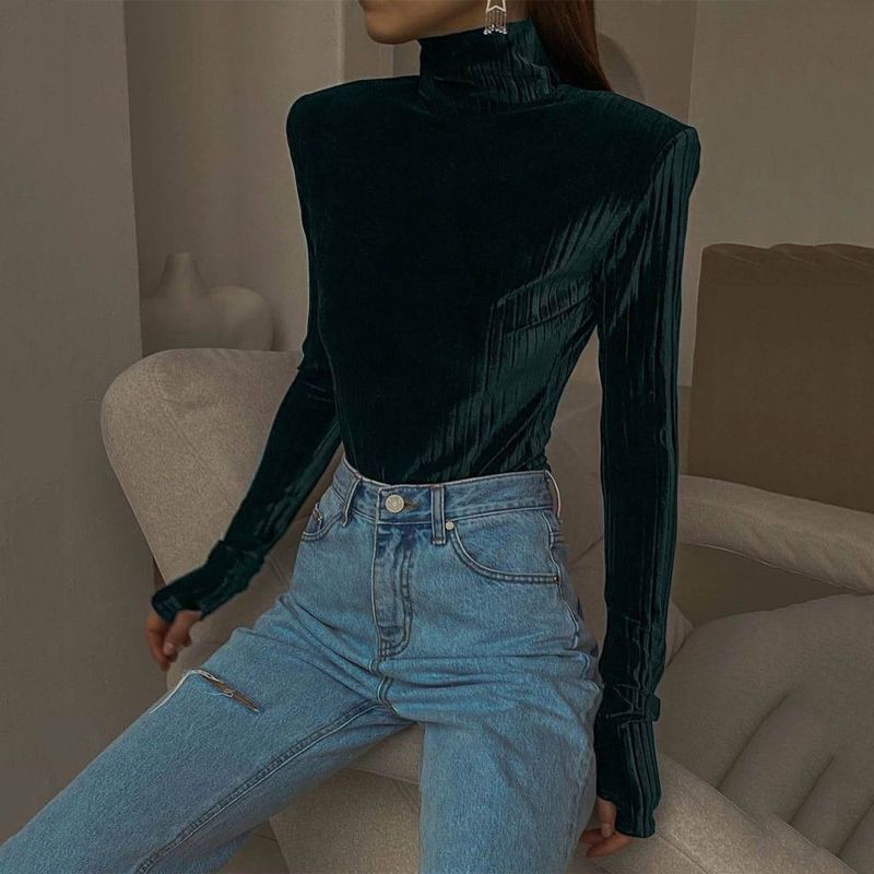 Clothing 2024 Autumn and Winter New Women's Stand up Collar Backless Waist Sexy Slim Long Sleeve Jumpsuit_voghion.com