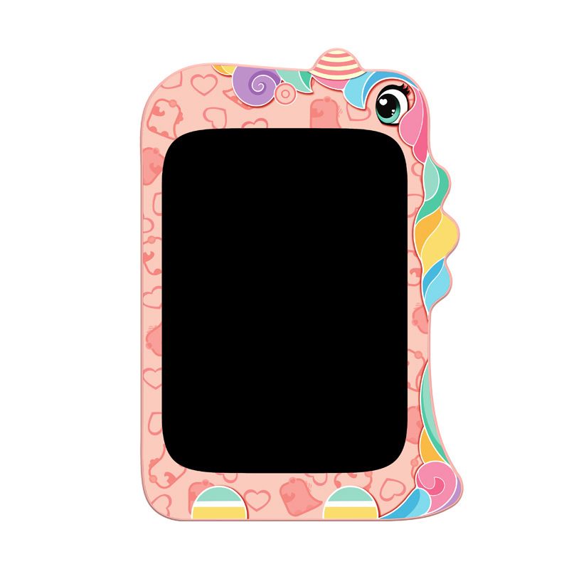 8,5-inch LCD-tekentablet met dinosaurusmotief voor kinderen - kleurrijk, hoge resolutie schrijfbord met uitwisbaar scherm, lichtroze en cartoon-dinosaurusontwerp_voghion.com
