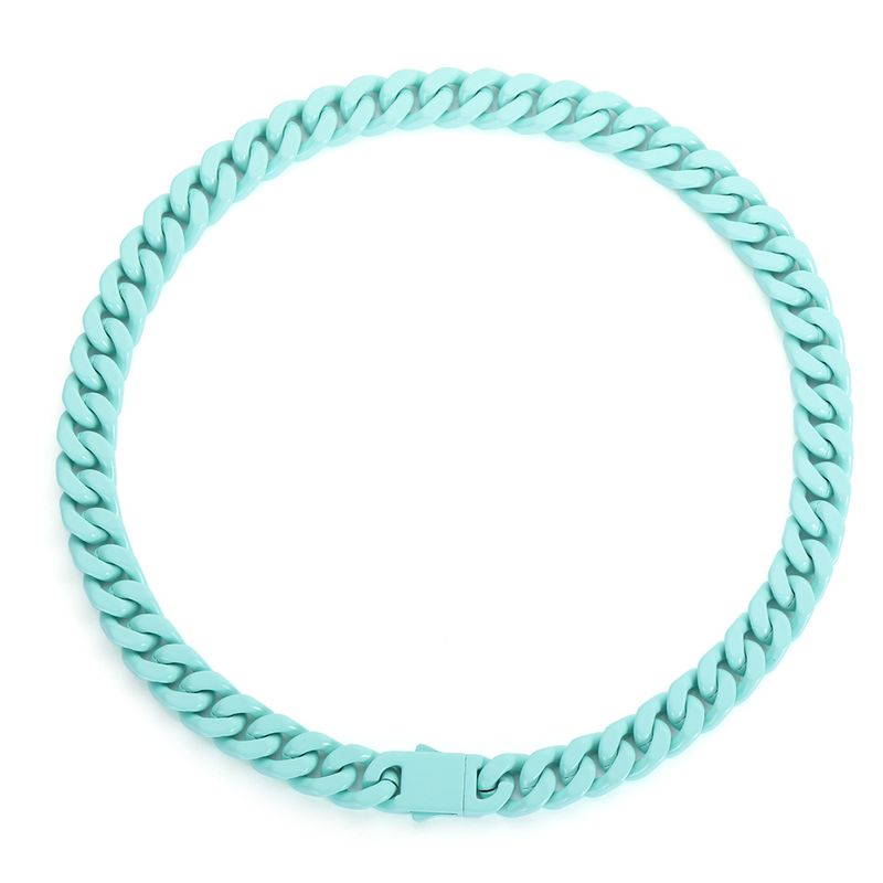 Stainless Jewelry Enamel Cuban Chain Thick Niche High-end Light Luxury Titanium Steel Necklace Hip-hop Men_voghion.com