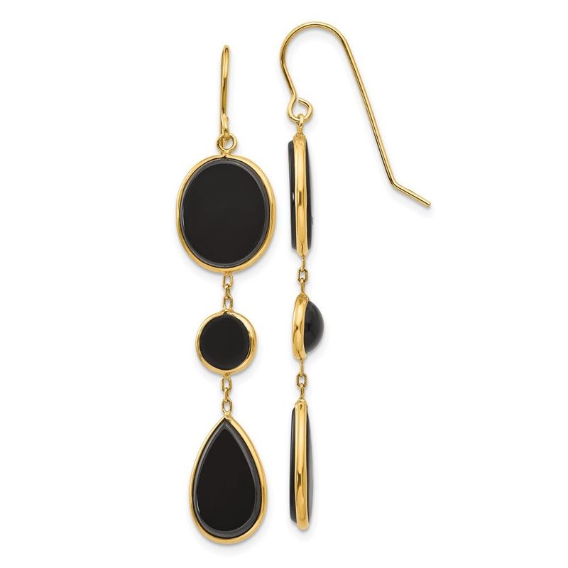 14k Onyx Geometric Dangle Earrings_voghion.com