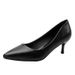 MTX 357-8 Flight Attendant High Heel Women 2025 New Pointed Toe Stiletto Profeional Single Work Formal Black Leather_voghion.com