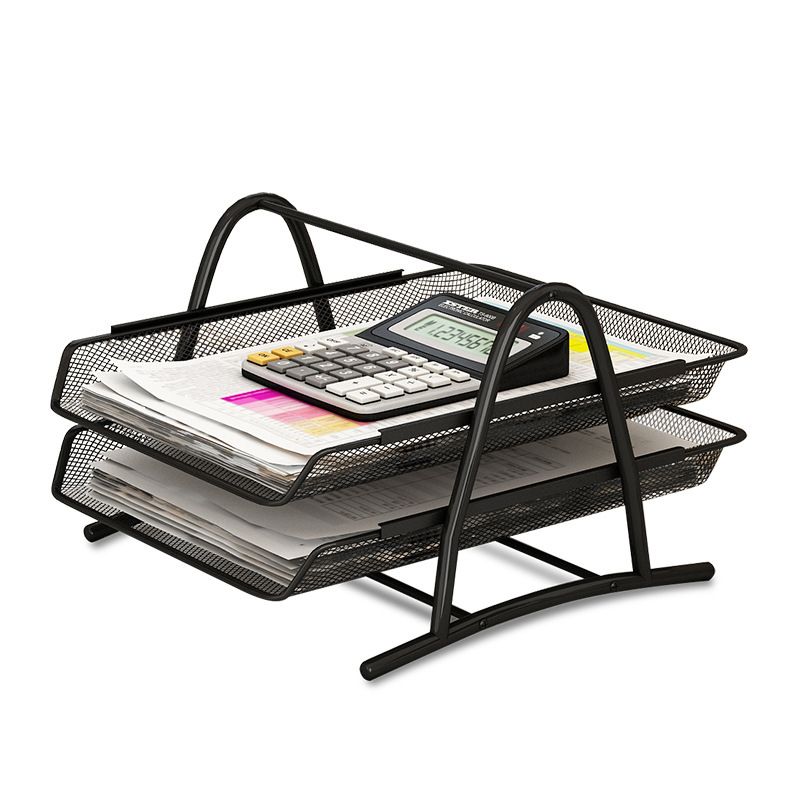 Metal Mesh Desk Organizer – Modular 2/3/4-Tier File Tray For Office, Home & Classroom (Modern Minimalist)_voghion.com