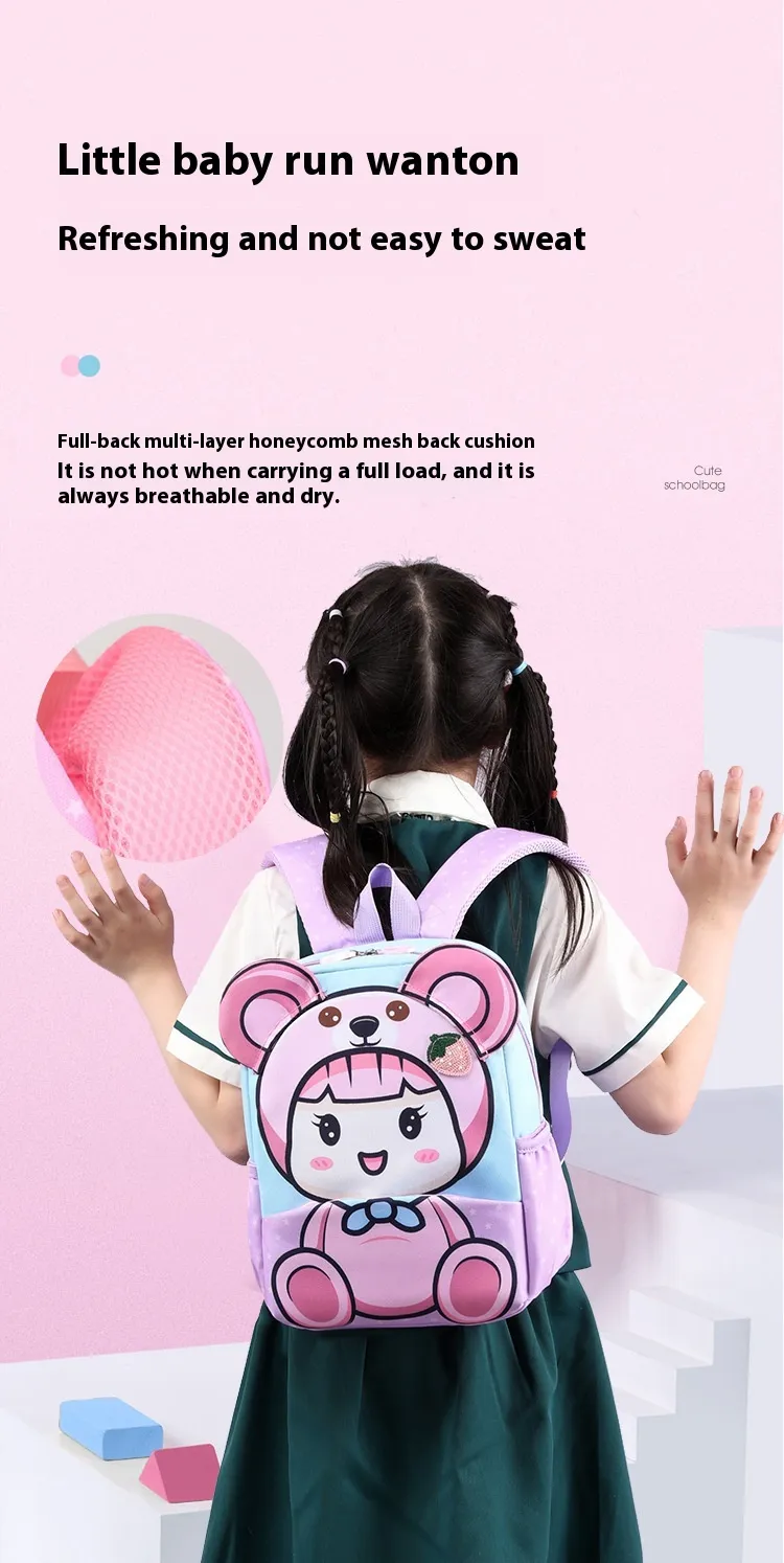 Primary school girls, new cartoon cute kindergarten children aged 5-9, spine protection backpack for men_voghion.com