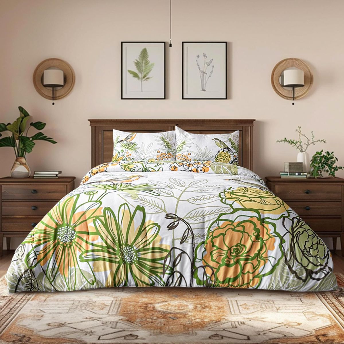 3D Digital Print Duvet Cover Set – Modern Floral Bedding, 90gsm Soft Fabric, Multiple Sizes Bedspread Style, White & Custom Patterns_voghion.com