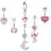 Piercing per ombelico in acciaio inossidabile con zircone a forma di cuore, a forma di farfalla rosa, da donna_voghion.com