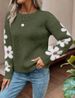 Elegant Floral Jacquard Knit Pullover - Chic Oversized Sweater For Women (Beige/Blue/Green/Magenta/Light Gray, S/M/L/XL)_voghion.com
