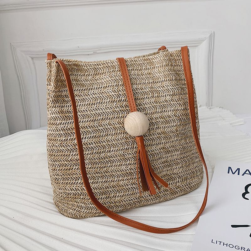 Strohtaschen für Damen, Umhängetaschen, lässige gewebte Umhängetaschen, Sommer-Strand-Rattan-Bast-Boho-Tasche, große Kapazität_voghion.com