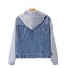 Giacca oversize in denim con cappuccio da donna e motivo patchwork - Cappotto casual comodo e ampio (1XL-5XL)_voghion.com