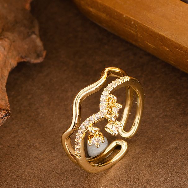 Anello aperto da coppia, leggero, di lusso, alla moda, con doppio strato di diamanti intarsiati in zirconi, colore da donna che non sbiadisce, semplice e_voghion.com