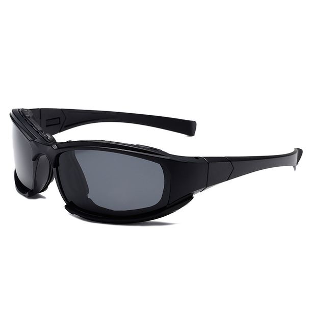 Outdoor Polarized Photochromic Glasses Cycling Goggles Skiing Black Frame Windproof Sand Sponge Tactical CS Sunglasses_voghion.com