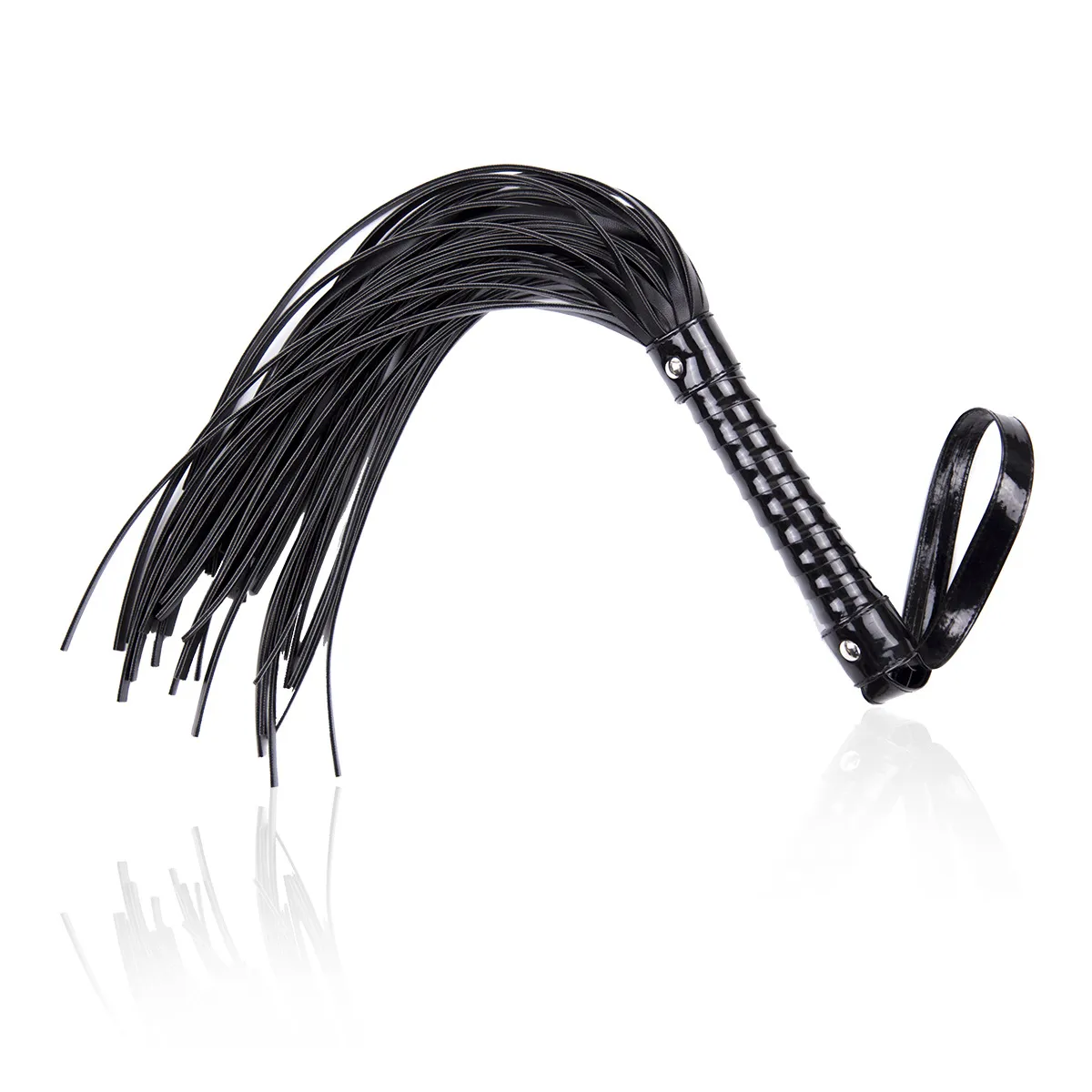 Adult Sex Toys Black Leather Whip Bright Leather Fun Handle Training Game_voghion.com