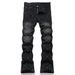 Men's Crystal Boot Cut Jeans Punk Black Stretch Denim Pants Rivet Slim Flared Trousers Fashionable Bootcut Trousers_voghion.com