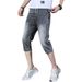 Denim-Sieben-Punkt-Länge, dünne, trendige Bermuda-Shorts für den Sommer, dehnbare, lockere Passform, lässige Haremshose für Herren_voghion.com