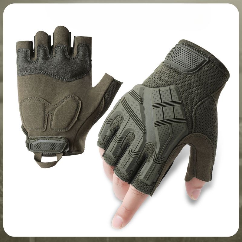 Guanti tattici per sport all'aria aperta, equitazione, allenamento, antiscivolo, mezze dita, alpinismo, fuoristrada, resistenti all'usura e agli urti_voghion.com