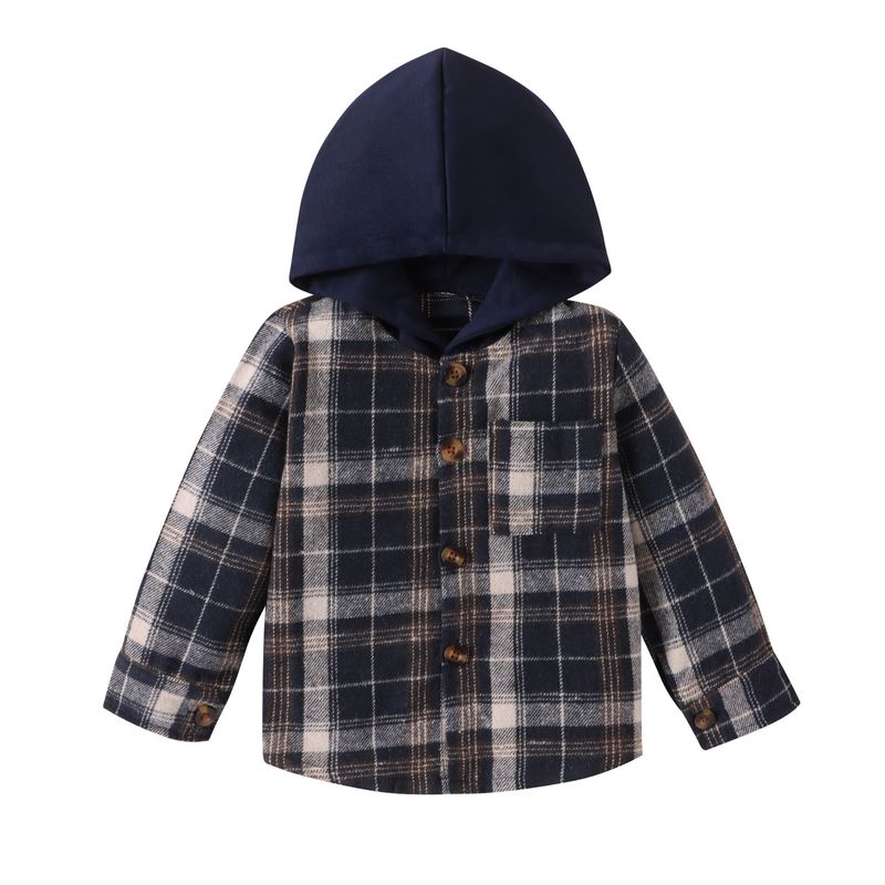 kids'clothing Long-sleeved hooded plaid coat for baby girls fashion cardigan for autumn and winter_voghion.com