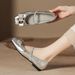 H83-5 Internet Celebrity Style Flat Slip-On Soft Sole Comfortable Silver Wom's Shoes With Metal Buckle Loafers For_voghion.com
