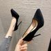 8119-5 Scarpe con tacco alto nere da donna, stiletto con plateau impermeabile, comode scarpe a punta in stile francese da abbinare_voghion.com