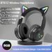 Bluetooth earphones cute styling earphones foldable breathing color light, can be linked and used on mobile phones, tablets, and other devices_voghion.com
