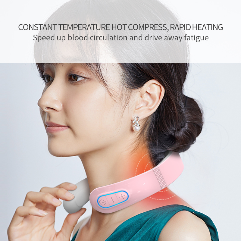 Smark Neck Massager Electric Hot Compress Neck Massage Voice USB Recharging EMS Therapy Pulse Pain Relief Tool With_voghion.com