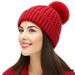 Cappello lavorato a maglia caldo foderato in pile, per ciclismo all'aperto, all'ingrosso, in filato spesso, con pompon, per autunno e inverno, da donna_voghion.com