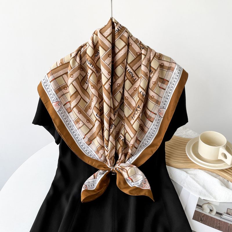 90 square strip splicing design, trendy and high-end, tied to hair, lightweight, breathable, soft shawl scarf_voghion.com