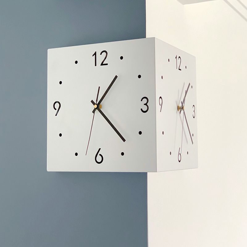 Dual-Face Silent Wall Clock - Modern Metal Corner Clock With Optional Motion-Sensor Light, Battery-Powered, Minimalist Home & Office Decor​_voghion.com