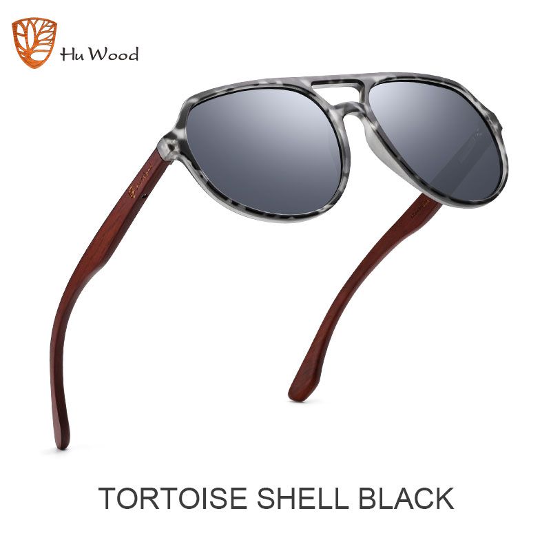 HU WOOD Polorized Sunglasses Men Brand Vintage New Design Wood Pilot Sun Driving Glasses Style GR8049_voghion.com