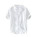 Herrkläder Herrlinne Rynkad linne Kortärmad skjorta Enkel Casual linneskjorta_voghion.com