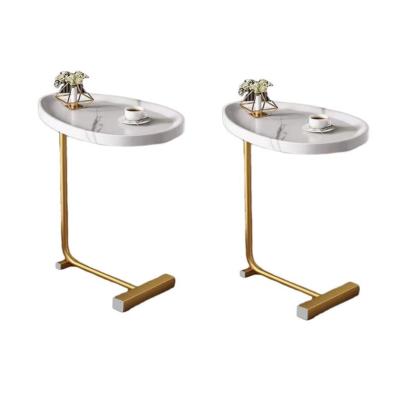 2-pieces White C-shaped Side Table, C Shaped End Table, Side Table For Couch And Bed, Small Side Table For Small Spaces_voghion.com