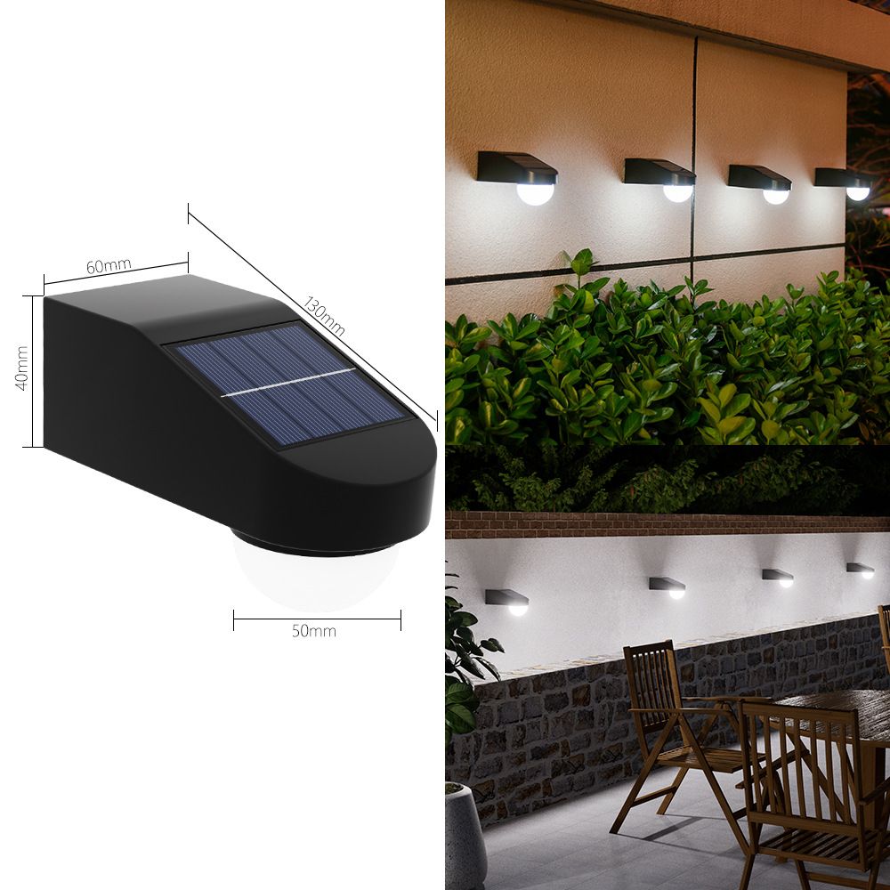 Solarna lampa ścienna zewnętrzna, wodoodporna lampa ogrodowa LED na patio, podwórko, płot, ścieżkę – ciepła biel/zimna biel, 5 diod LED, zasilana energią słoneczną_voghion.com